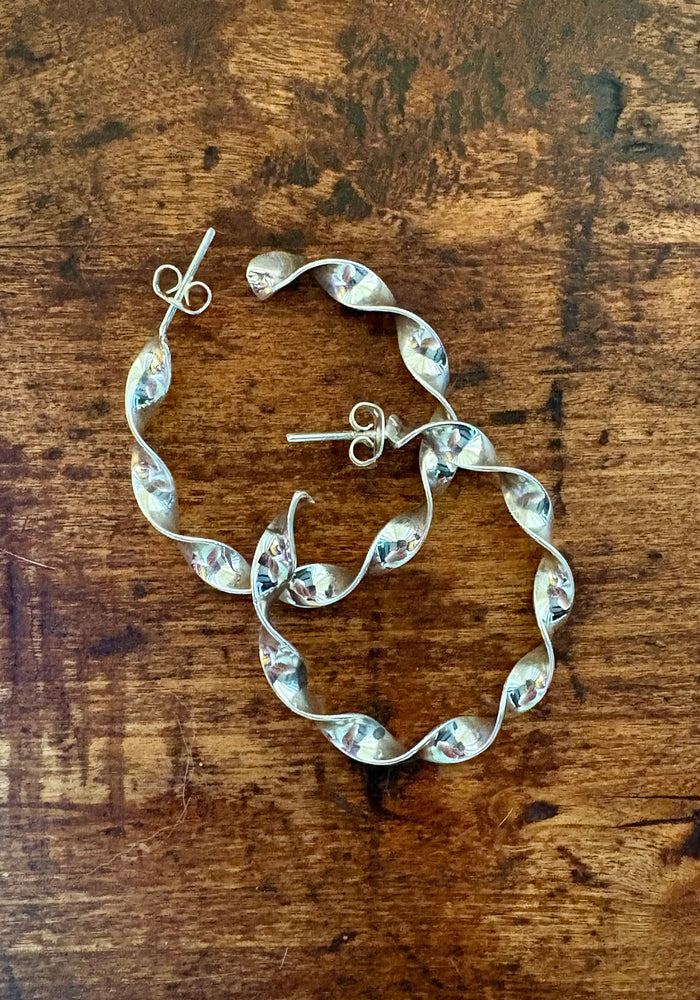 Sterling Silver Twisted Hoops