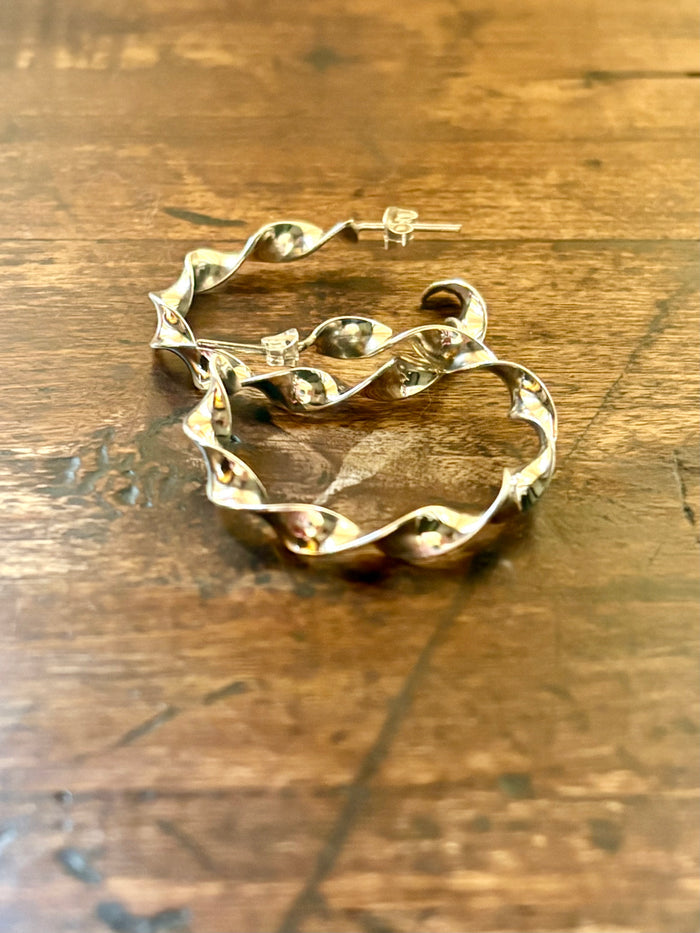 Sterling Silver Twisted Hoops