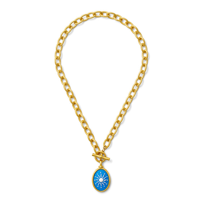 Sunburst Blue Cameo Pendant