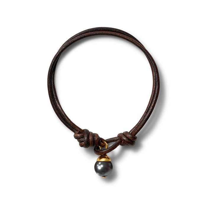 Teeny Leather Bracelet Trio ~ Espresso + Gold