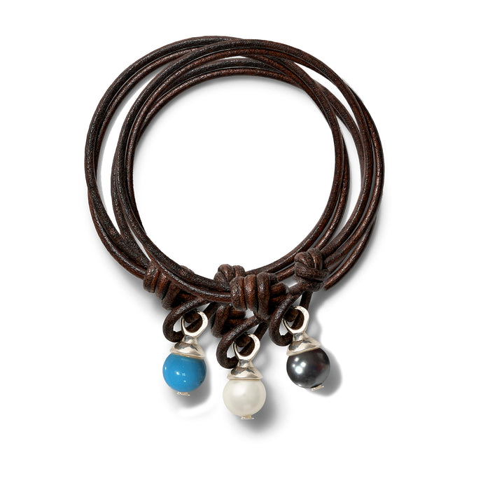 Teeny Leather Bracelet Trio ~ Espresso + Sterling Silver