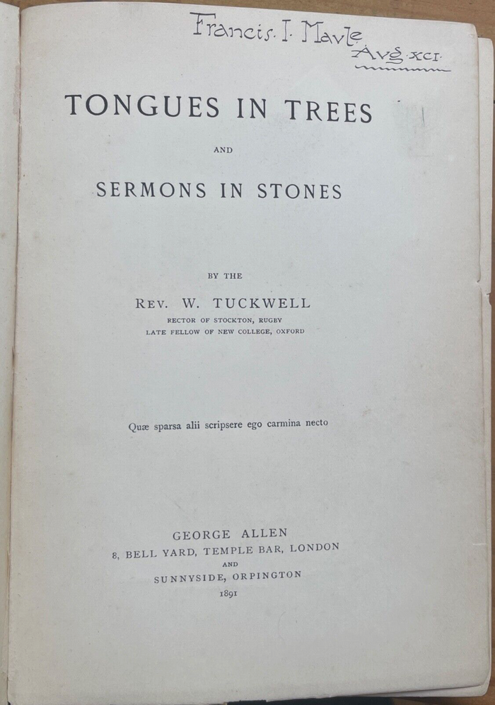 TONGUES IN TREES - Tuckwell, 1st 1891 - PLANT LORE FOLKLORE TREE NATURE WORSHIP