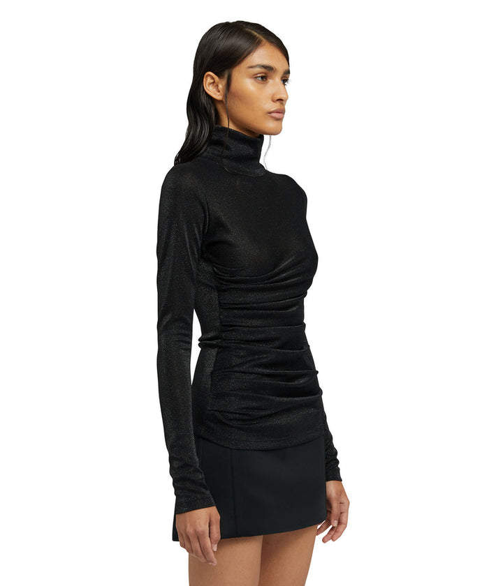 Top in fluid glittery jersey Black