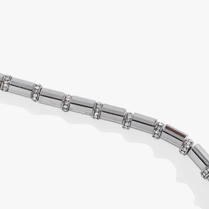 Tube Bead and Crystal Chain Bracelet