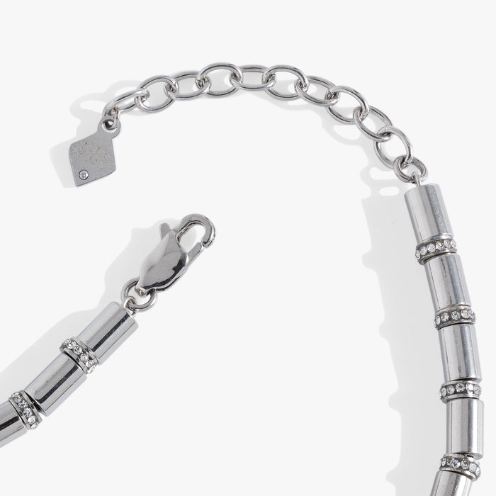 Tube Bead and Crystal Chain Bracelet