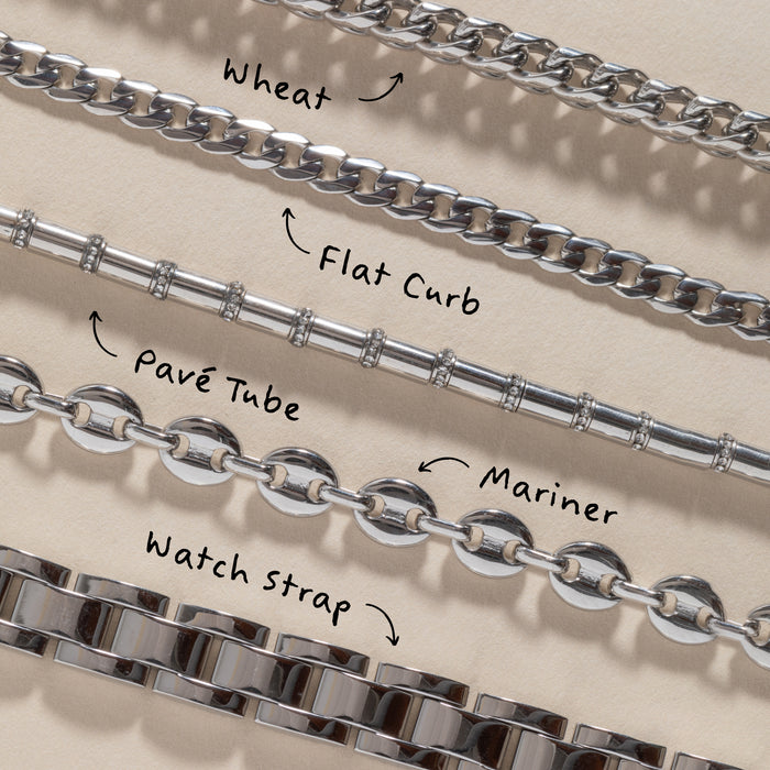 Tube Bead and Crystal Chain Bracelet