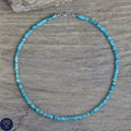 Turquoise Bead Necklace, 2x4mm Natural Stone Beads, Dainty Necklace, Boho style, unisex gift, Summer gift - LND Bands