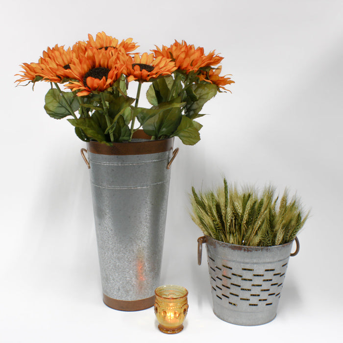 Two Tone 18" French Flower Market Bucket with Handles