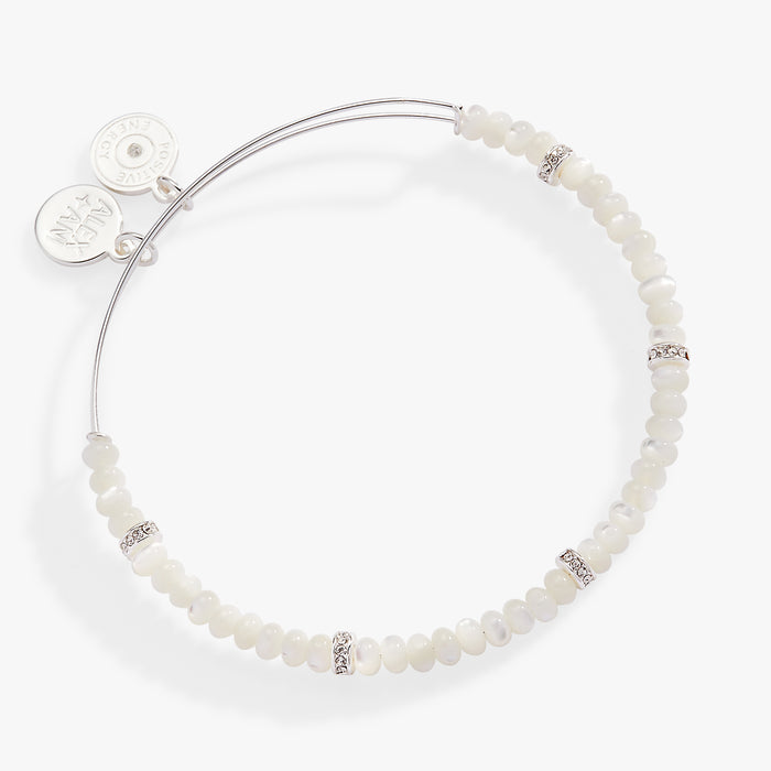 White Semi-Precious Rondelle Beaded Bangle