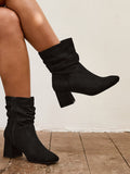Zayda Wide Fit Black Heeled Ankle Boots
